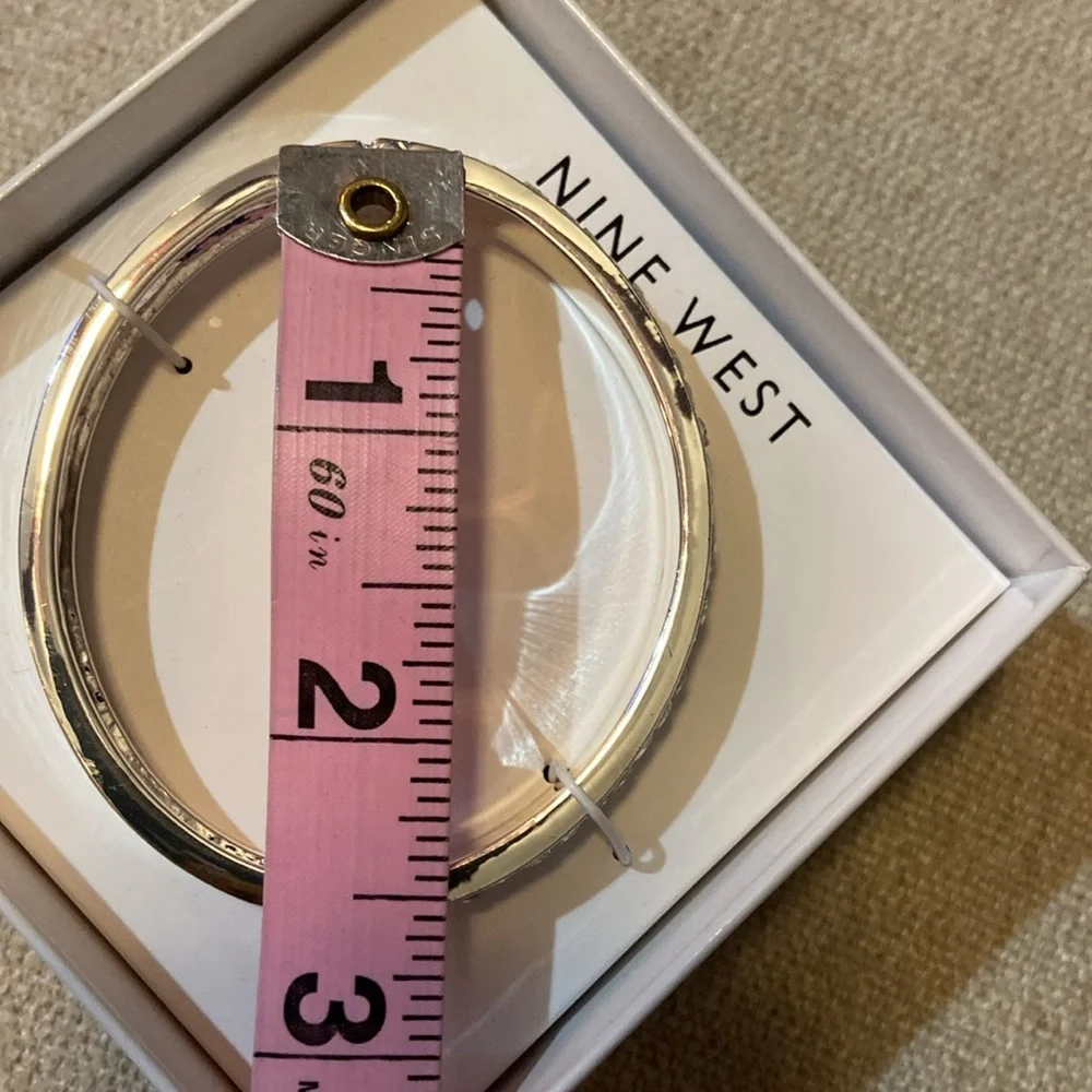 NWT/in box Nine West silver tone hinge bracelet with crystal baguette's. - Picture 3 of 7